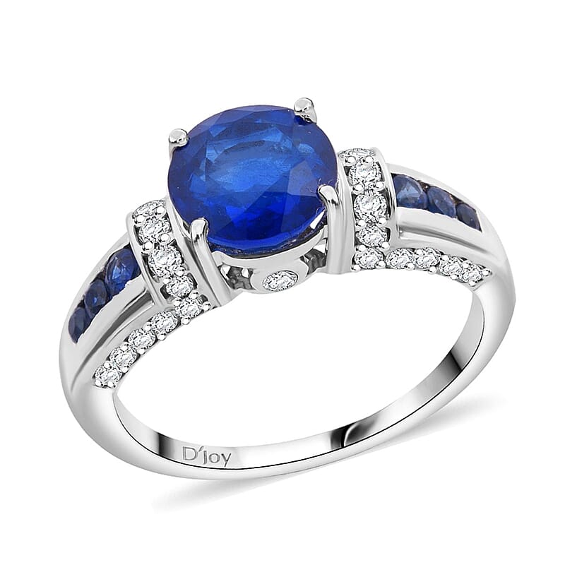 Tanzanian Blue Spinel (DF) and Multi Gemstone 3.00 ctw Twilight Majesty Ring in Rhodium Over Sterling Silver (Size 10.0)