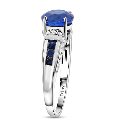 Tanzanian Blue Spinel (DF) and Multi Gemstone 3.00 ctw Twilight Majesty Ring in Rhodium Over Sterling Silver (Size 10.0)