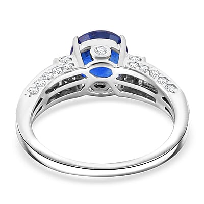 Tanzanian Blue Spinel (DF) and Multi Gemstone 3.00 ctw Twilight Majesty Ring in Rhodium Over Sterling Silver (Size 10.0)