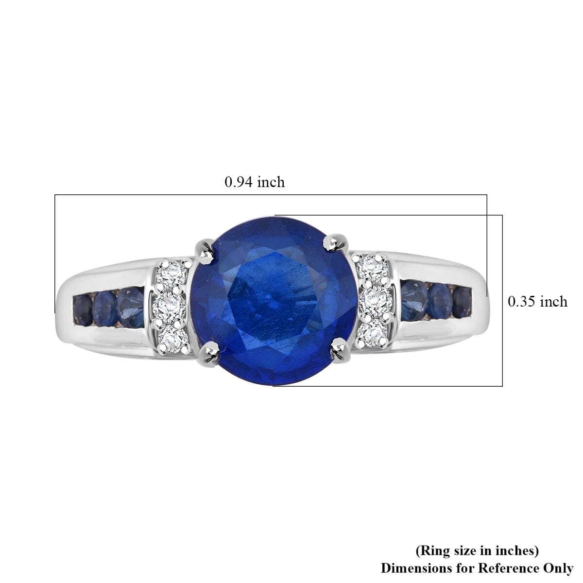 Tanzanian Blue Spinel (DF) and Multi Gemstone 3.00 ctw Twilight Majesty Ring in Rhodium Over Sterling Silver (Size 10.0) image number 5