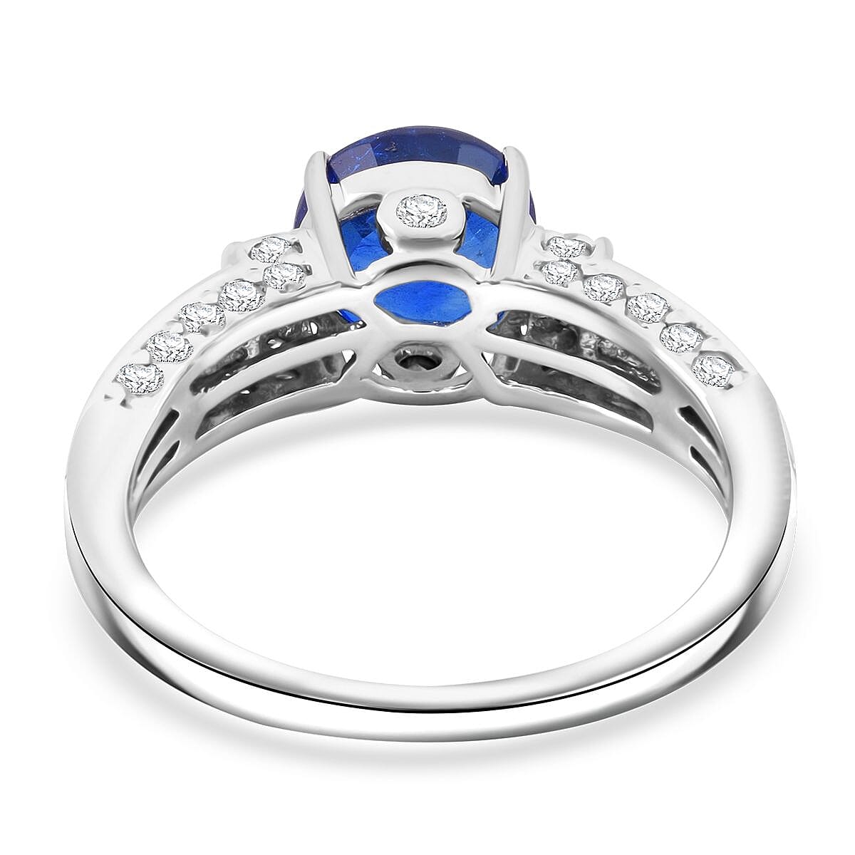 Tanzanian Blue Spinel (DF) and Multi Gemstone 3.00 ctw Twilight Majesty Ring in Rhodium Over Sterling Silver (Size 8.0)