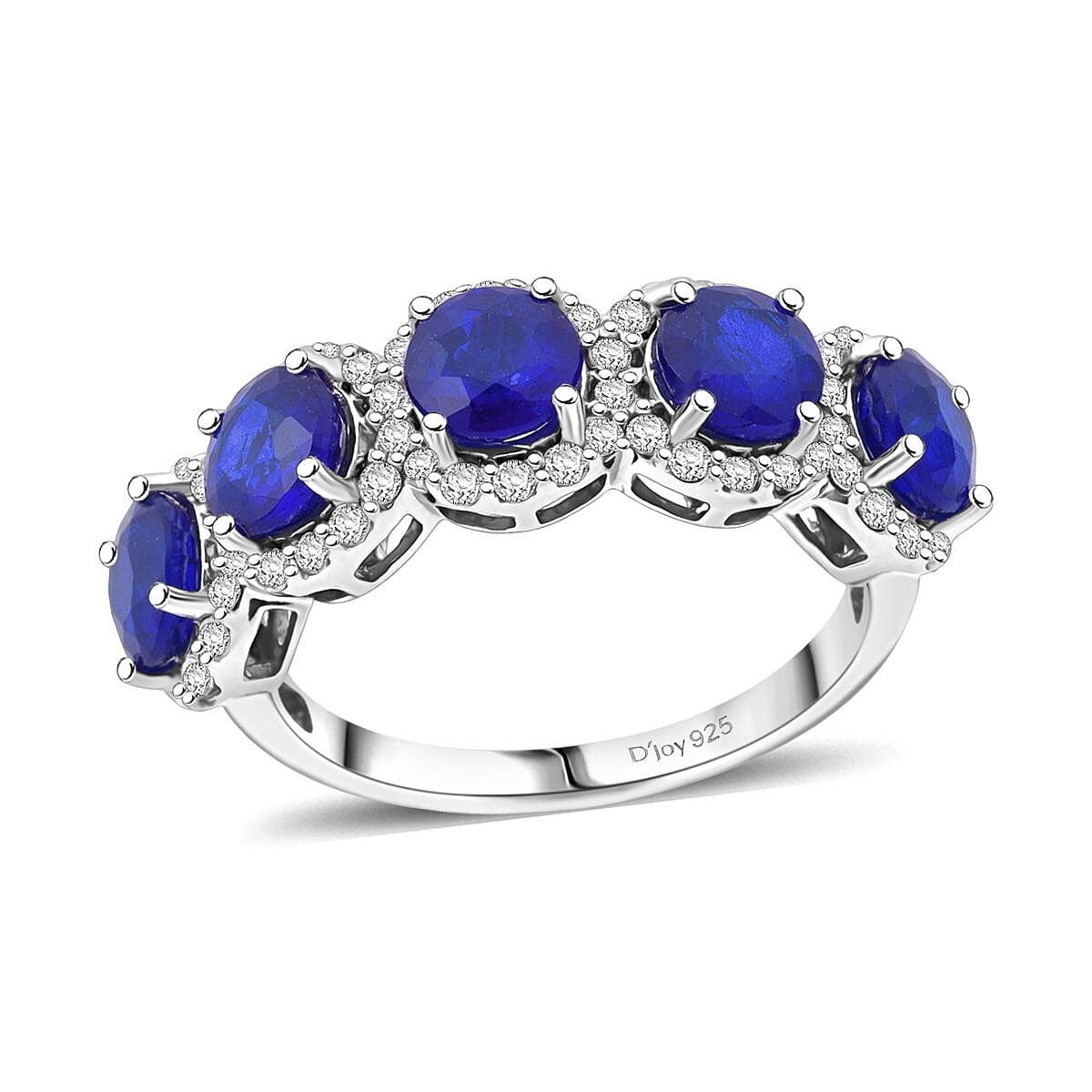 Tanzanian Blue Spinel (DF) and Moissanite 3.60 ctw Eternity Halo Ring in Rhodium Over Sterling Silver (Size 10.0) image number 0