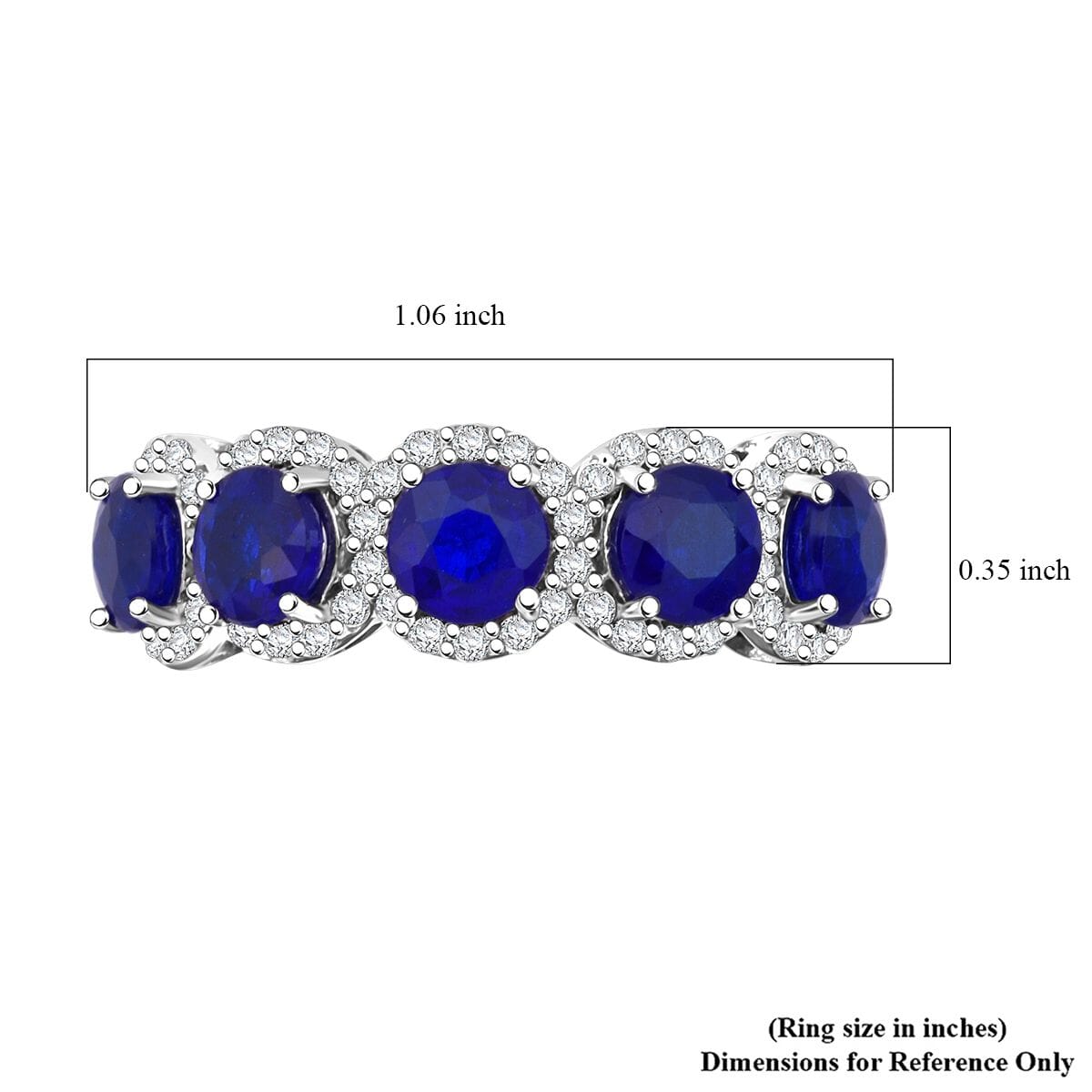 Tanzanian Blue Spinel (DF) and Moissanite 3.60 ctw Eternity Halo Ring in Rhodium Over Sterling Silver (Size 6.0) image number 5