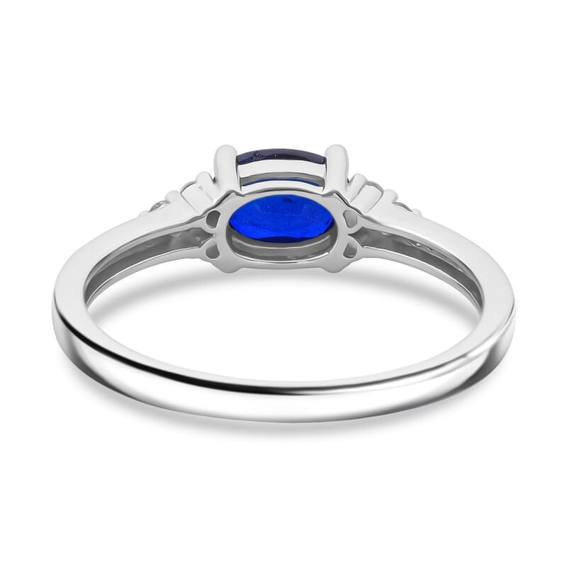 Tanzanian Blue Spinel (DF) and White Zicon 1.00 ctw Midnight Whisper Ring in Rhodium Over Sterling Silver (Size 10.0)