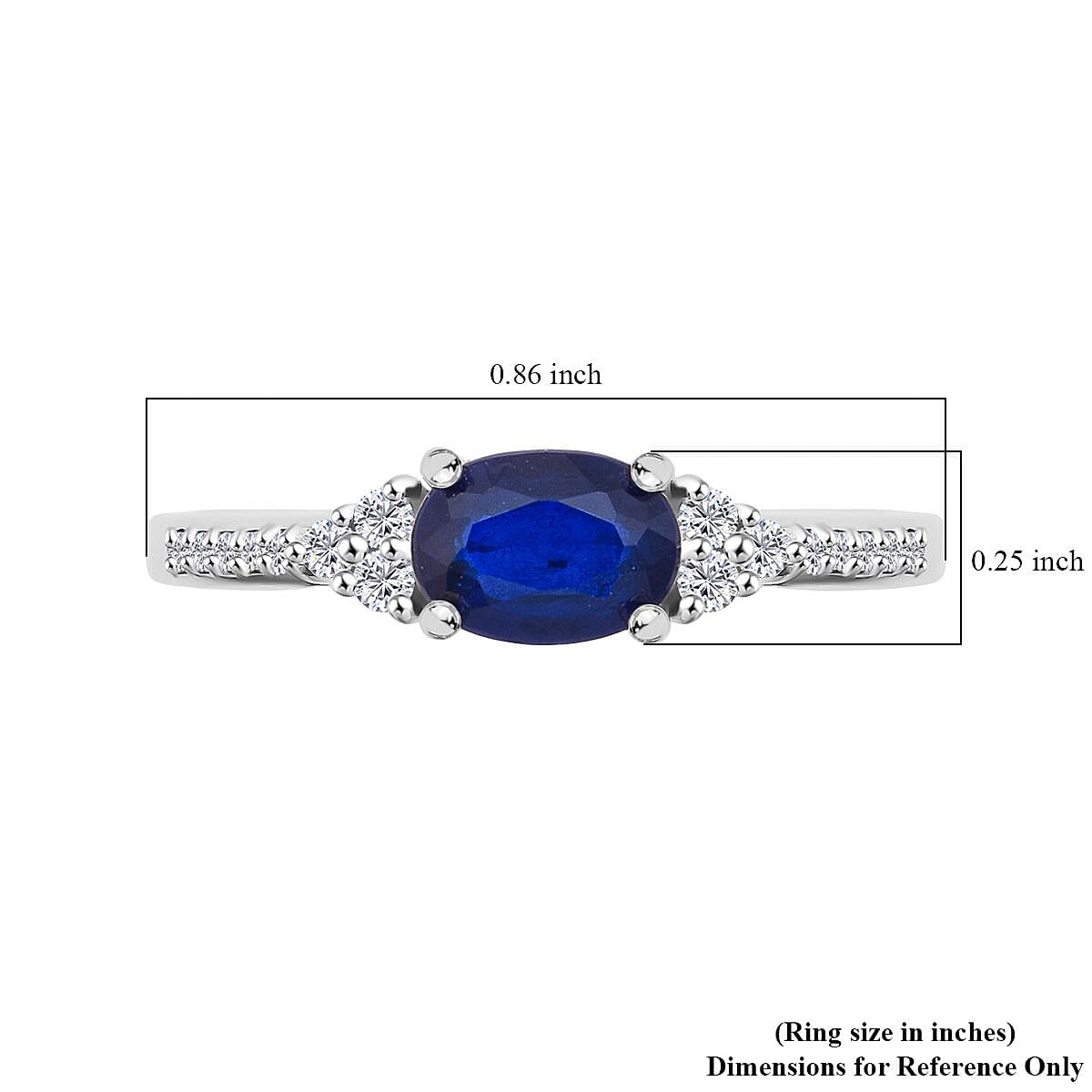 Tanzanian Blue Spinel (DF) and White Zicon 1.00 ctw Midnight Whisper Ring in Rhodium Over Sterling Silver (Size 10.0)