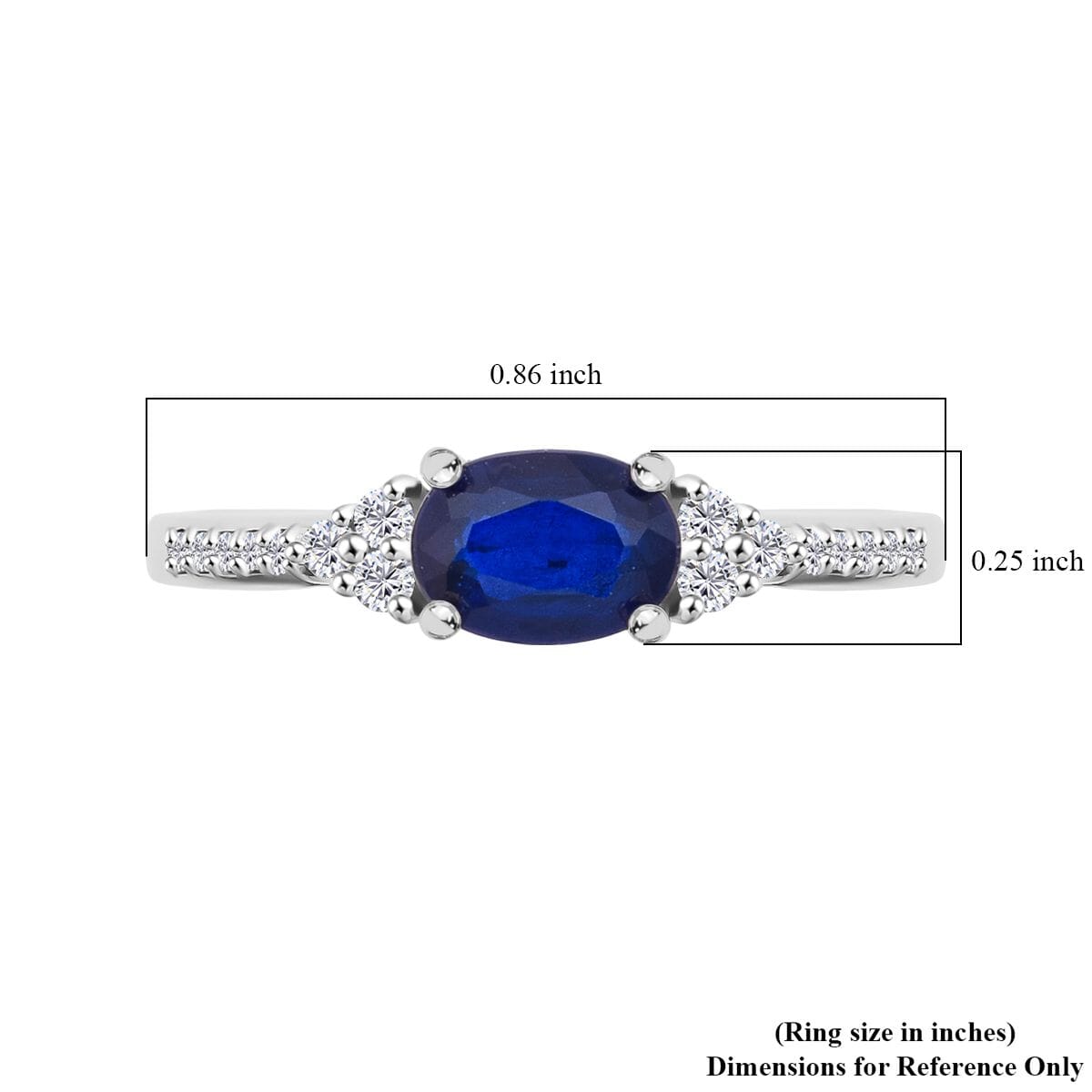 Tanzanian Blue Spinel (DF) and White Zicon 1.00 ctw Midnight Whisper Ring in Rhodium Over Sterling Silver (Size 6.0) image number 5