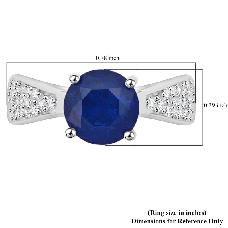 Premium Tanzanian Blue Spinel (DF) and Moissanite 1.50 ctw Blue Majesty Ring in Rhodium Over Sterling Silver (Size 10.0)