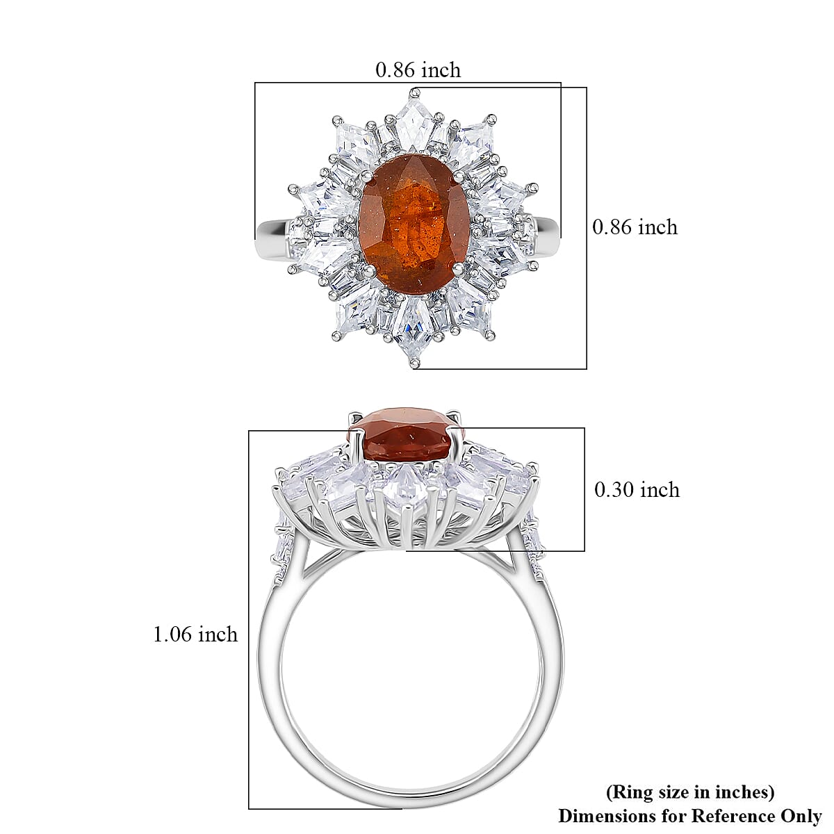 D'Joy Orange Kyanite, Moissanite Ring in Rhodium Over Sterling Silver (Size 7.0) 5.10 ctw image number 5