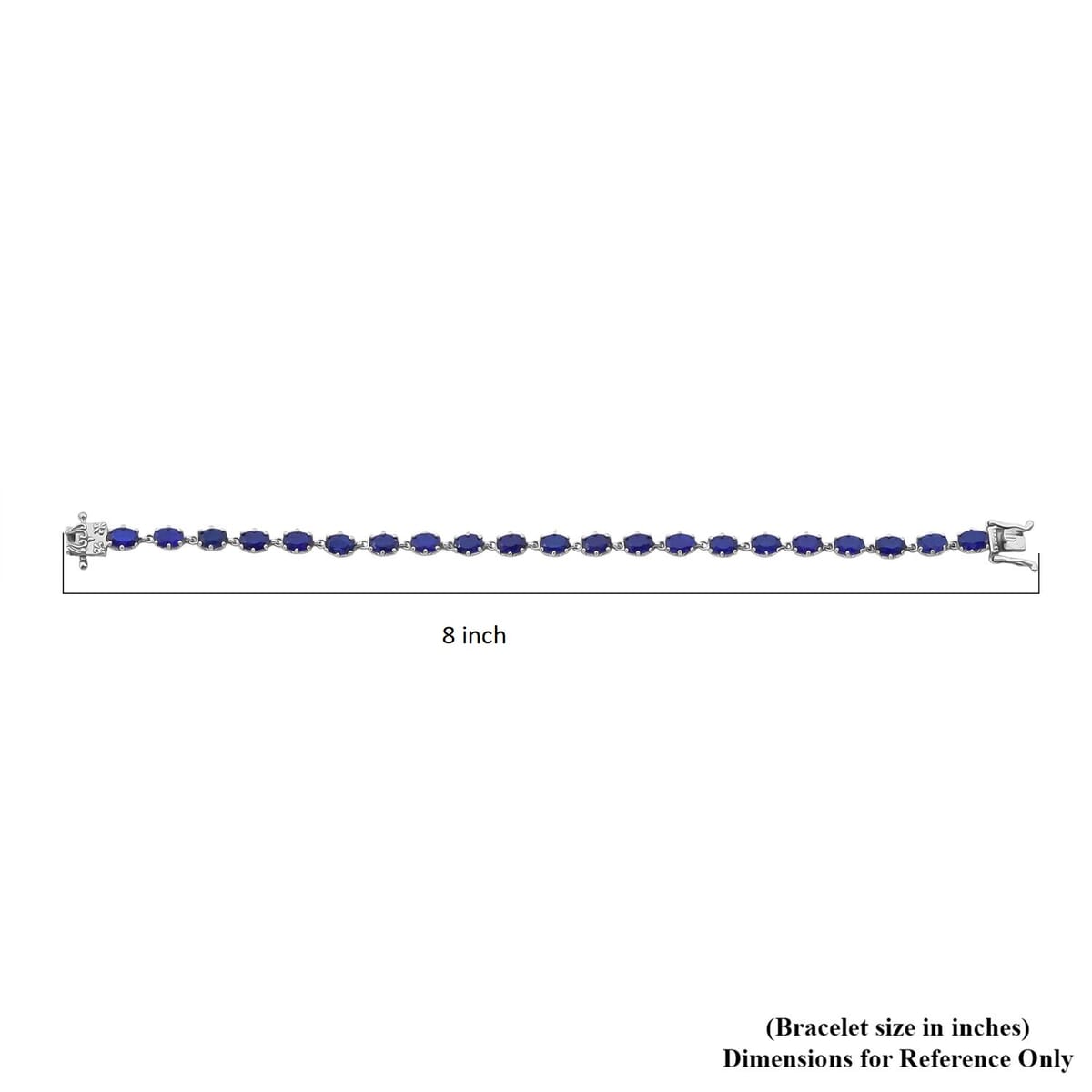 Premium Tanzanian Blue Spinel (DF) 10.15 ctw Crown Bracelet in Rhodium Over Sterling Silver (6.50 In) image number 3