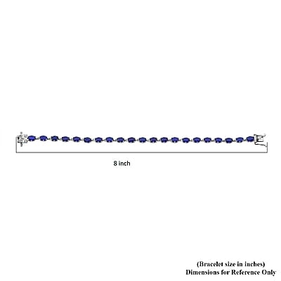 Premium Tanzanian Blue Spinel (DF) 10.15 ctw Crown Bracelet in Rhodium Over Sterling Silver (6.50 In)