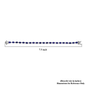 Premium Tanzanian Blue Spinel (DF) 11.25 ctw Crown Bracelet in Rhodium Over Sterling Silver (7.25 In)