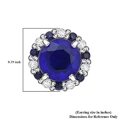 Tanzanian Blue Spinel (DF) and Multi Gemstone 2.30 ctw Vintage Halo Earrings in Rhodium Over Sterling Silver