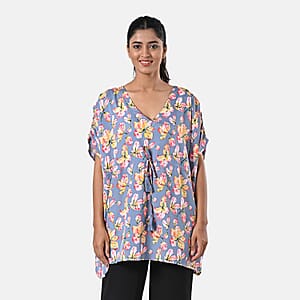 100% Polyester, Mini Kaftan Dress, With waist tie tassel detailing Color - Grey/Yellow L - 31 W - 39 