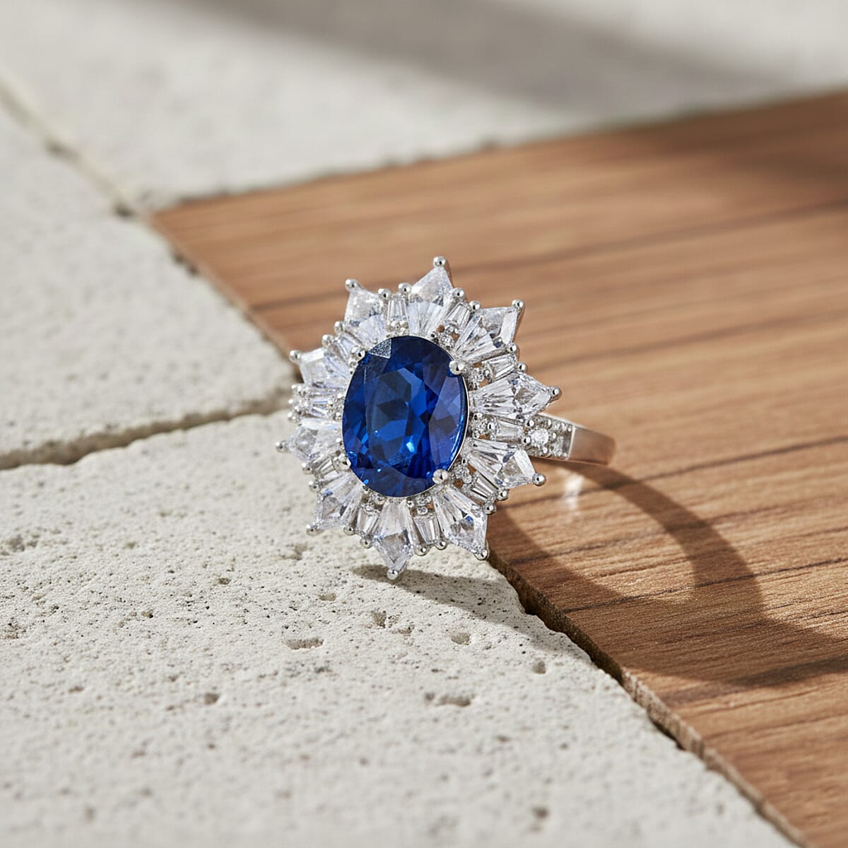 D'Joy Kashmir Kyanite, Moissanite Ring in Rhodium Over Sterling Silver 5.65 ctw (Size 7.0) image number 1