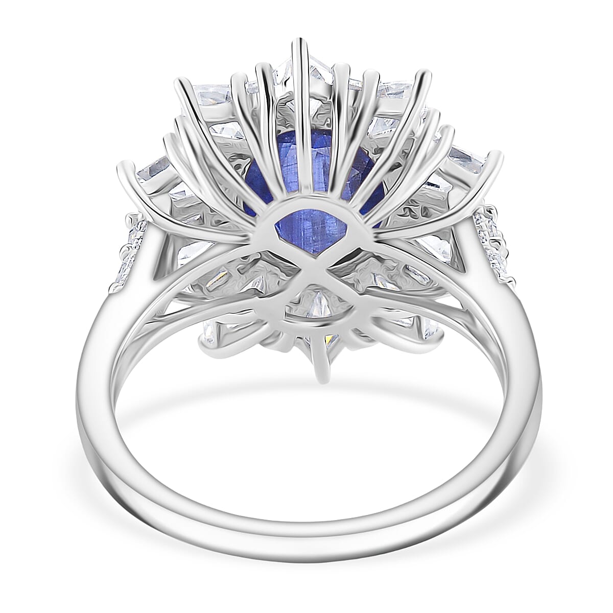 D'Joy Kashmir Kyanite, Moissanite Ring in Rhodium Over Sterling Silver 5.65 ctw (Size 7.0) image number 4