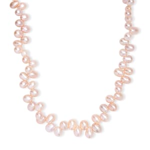 Pink Fresh Water Pearl Necklace in 18K Vermeil Rose Gold Over Sterling Silver