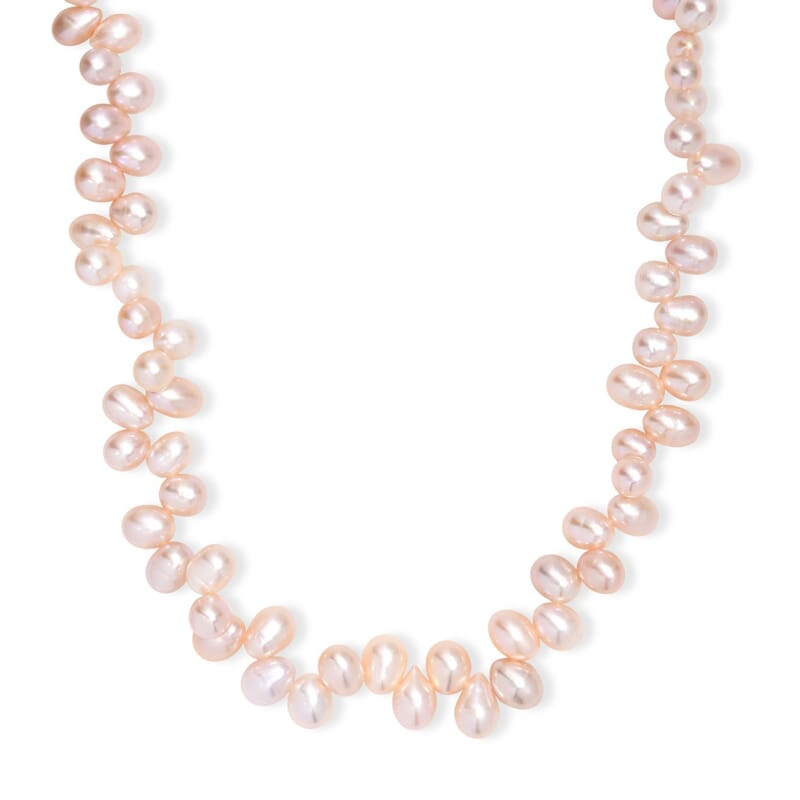 GCS Pink Freshwater Pearl Necklace in 18K Vermeil Rose Gold Over Sterling Silver