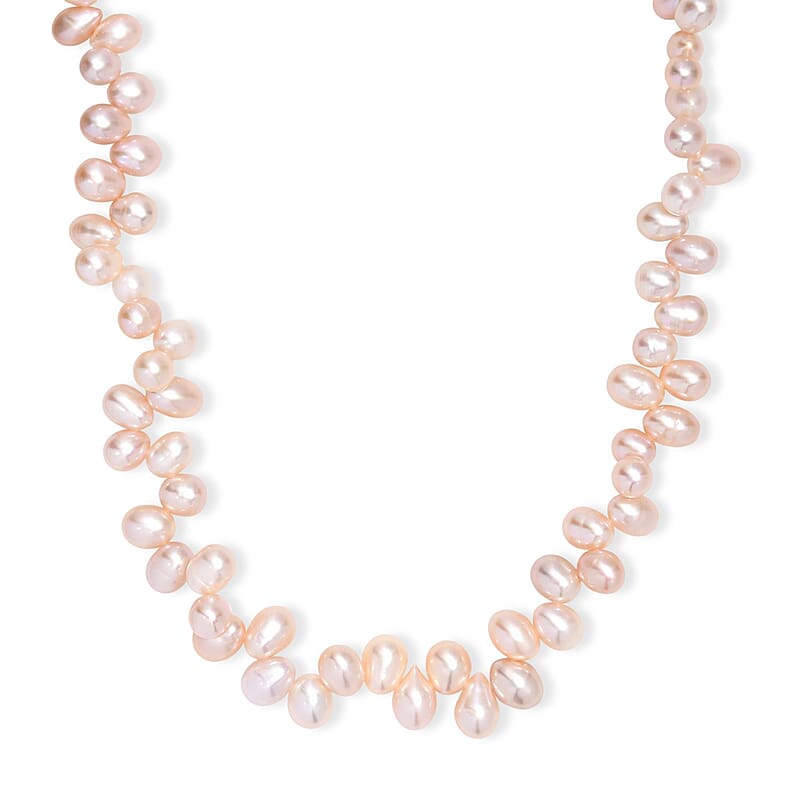 Pink Freshwater Pearl Necklace in 18K Vermeil Rose Gold Over Sterling Silver