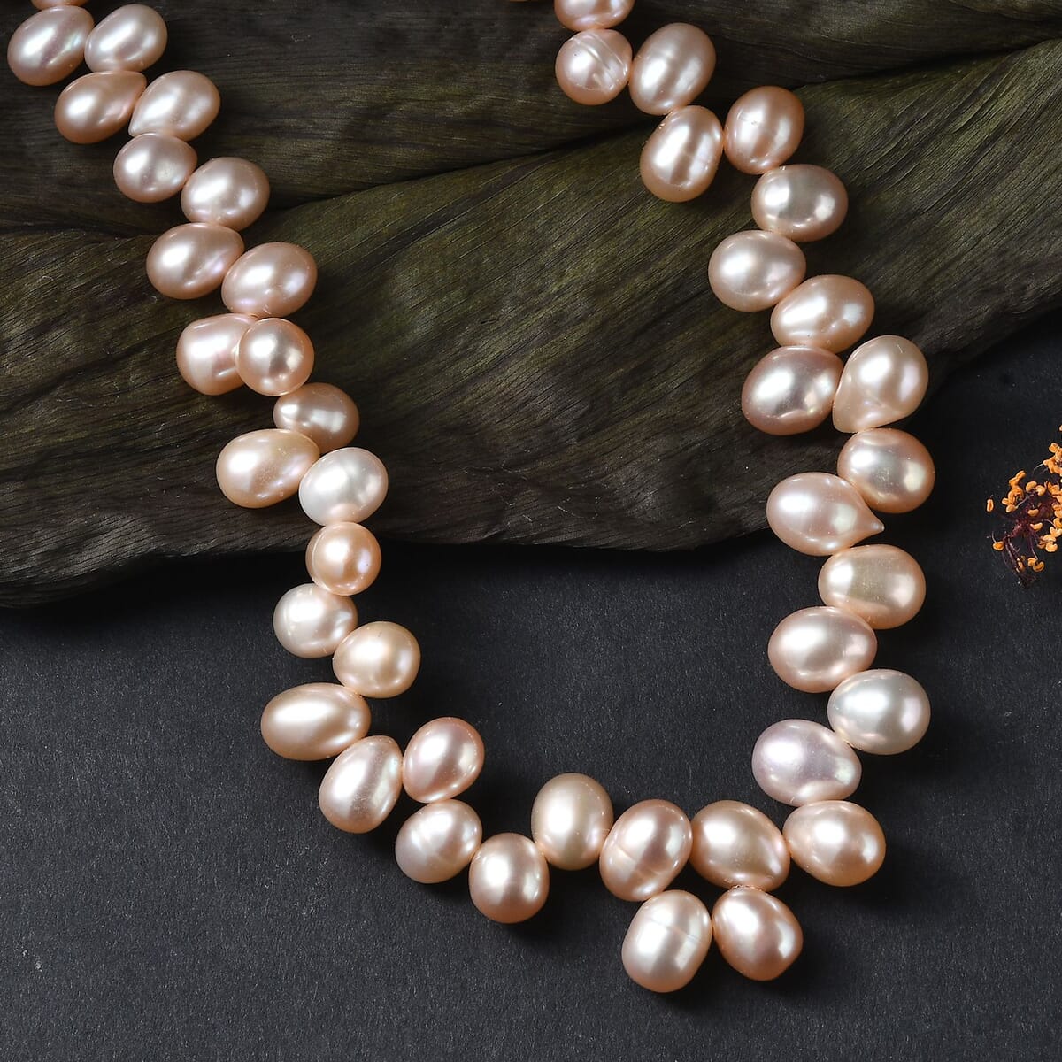 Pink Fresh Water Pearl Necklace in 18K Vermeil Rose Gold Over Sterling Silver image number 1