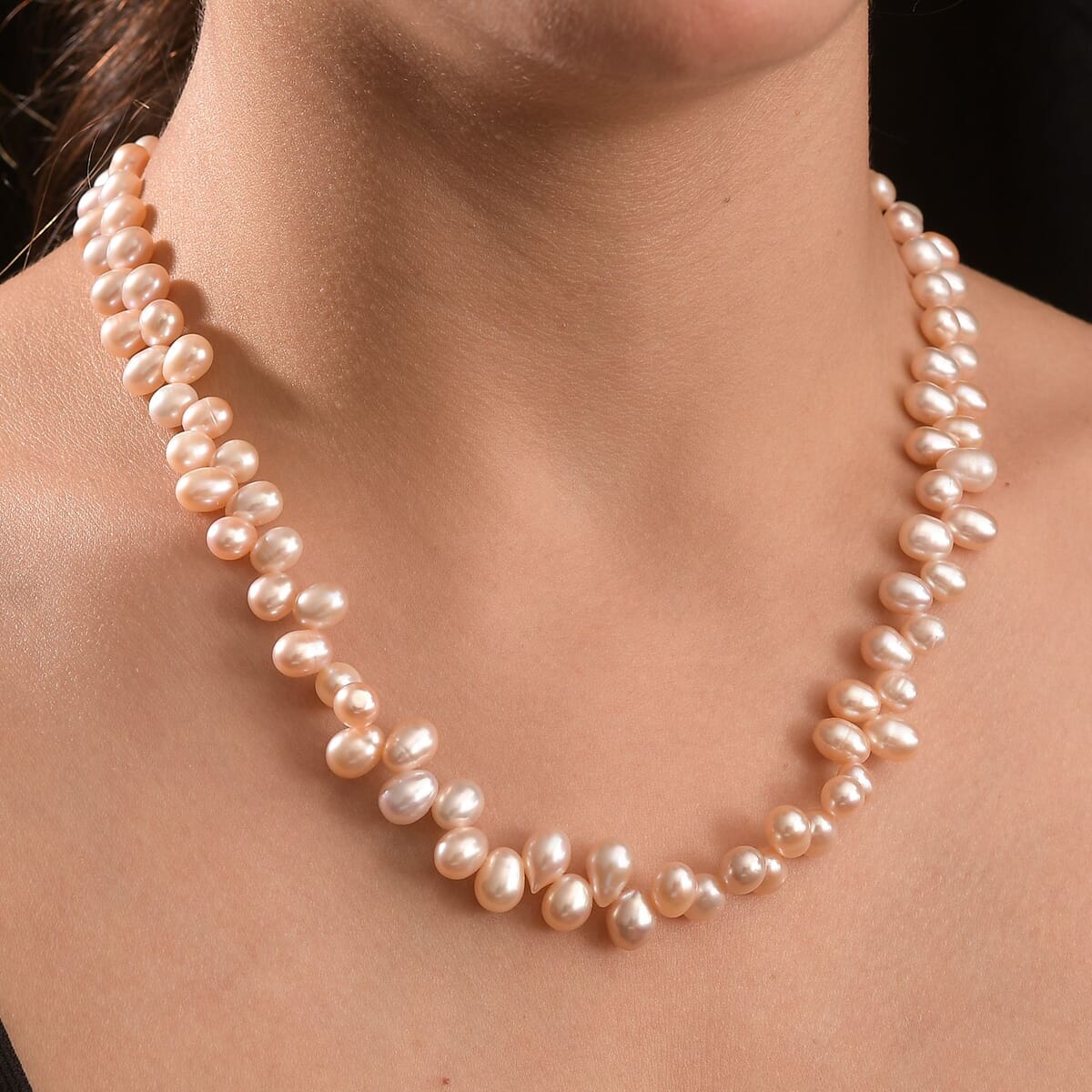 Pink Fresh Water Pearl Necklace in 18K Vermeil Rose Gold Over Sterling Silver image number 2