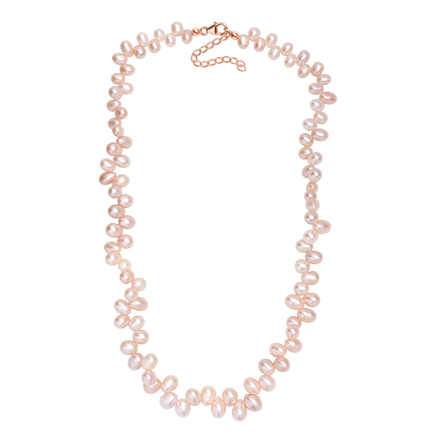 Pink Freshwater Pearl Necklace in 18K Vermeil Rose Gold Over Sterling Silver