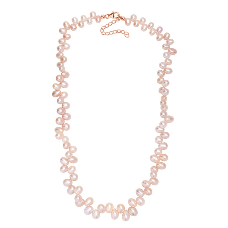 GCS Pink Freshwater Pearl Necklace in 18K Vermeil Rose Gold Over Sterling Silver