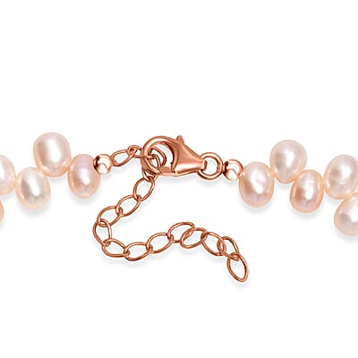 Pink Freshwater Pearl Necklace in 18K Vermeil Rose Gold Over Sterling Silver