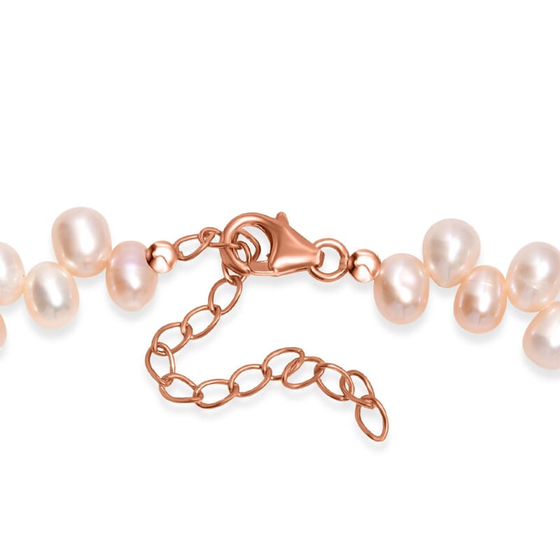 GCS Pink Freshwater Pearl Necklace in 18K Vermeil Rose Gold Over Sterling Silver