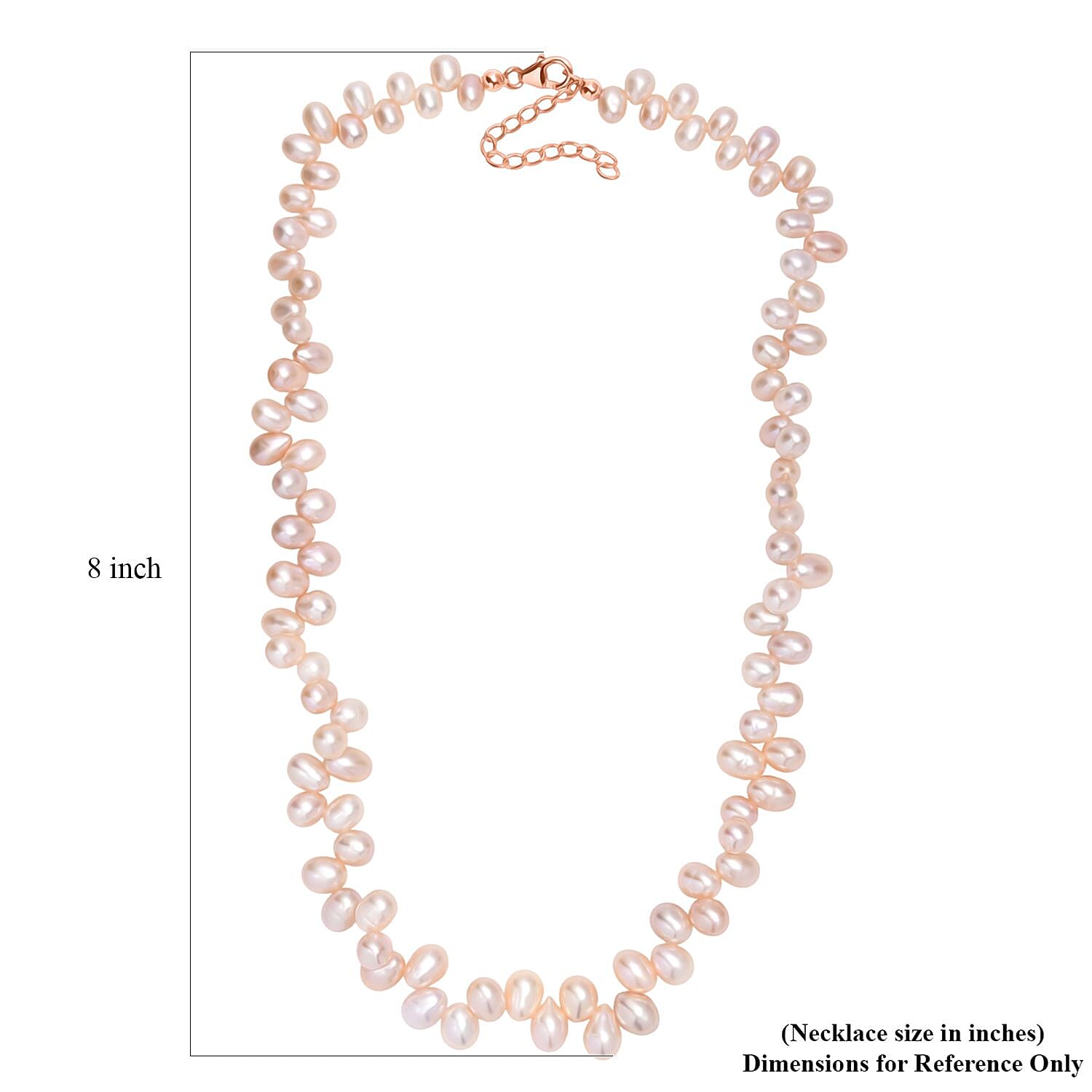Pink Freshwater Pearl Necklace in 18K Vermeil Rose Gold Over Sterling Silver