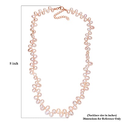 Pink Freshwater Pearl Necklace in 18K Vermeil Rose Gold Over Sterling Silver