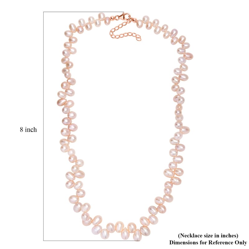 GCS Pink Freshwater Pearl Necklace in 18K Vermeil Rose Gold Over Sterling Silver