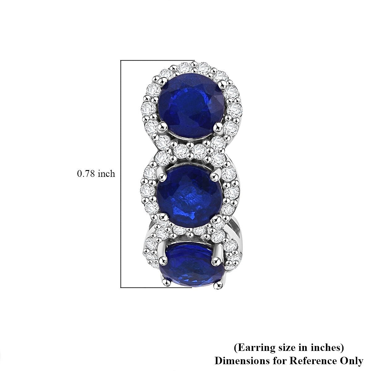 D'Joy Tanzanian Blue Spinel (DF) and Moissanite 3.90 ctw Hoop Earrings in Rhodium Over Sterling Silver 