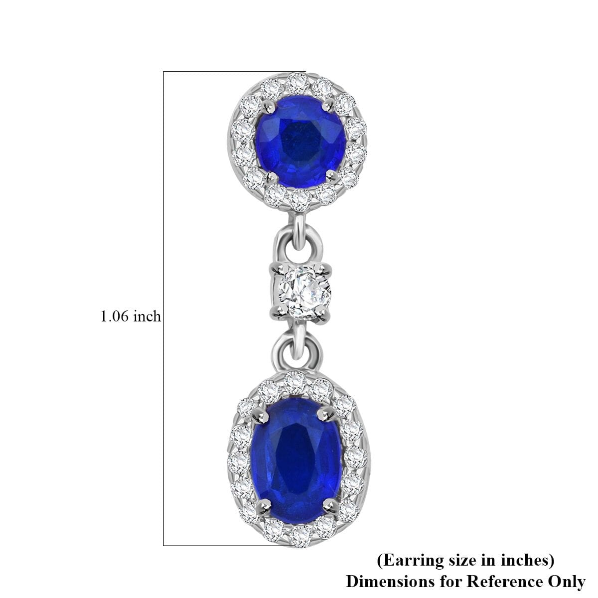 Tanzanian Blue Spinel (DF) and White Zircon 4.35 ctw Dangle Earrings in Rhodium Over Sterling Silver image number 5