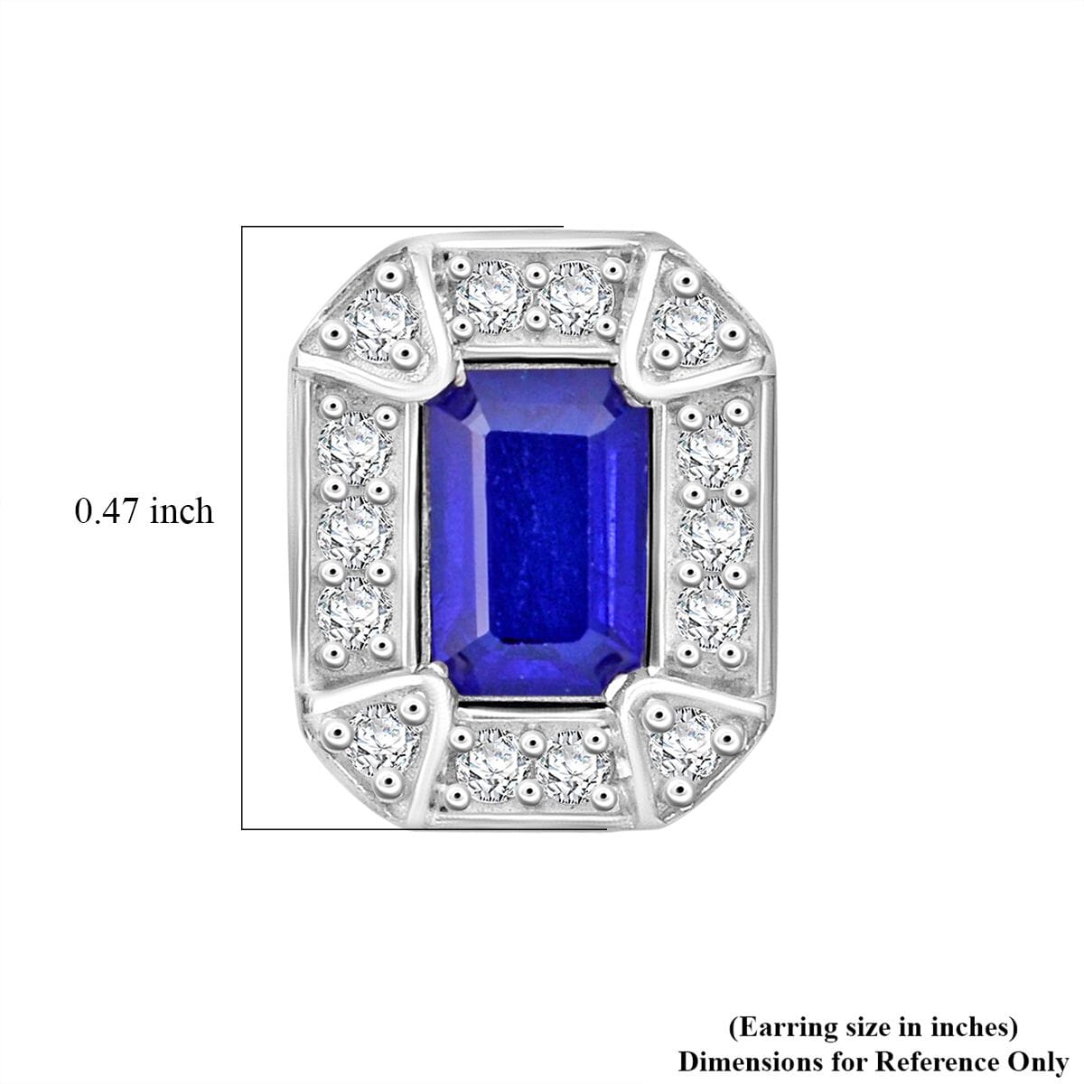 Tanzanian Blue Spinel (DF) and White Zircon 1.70 ctw Art Deco Earrings in Rhodium Over Sterling Silver image number 5