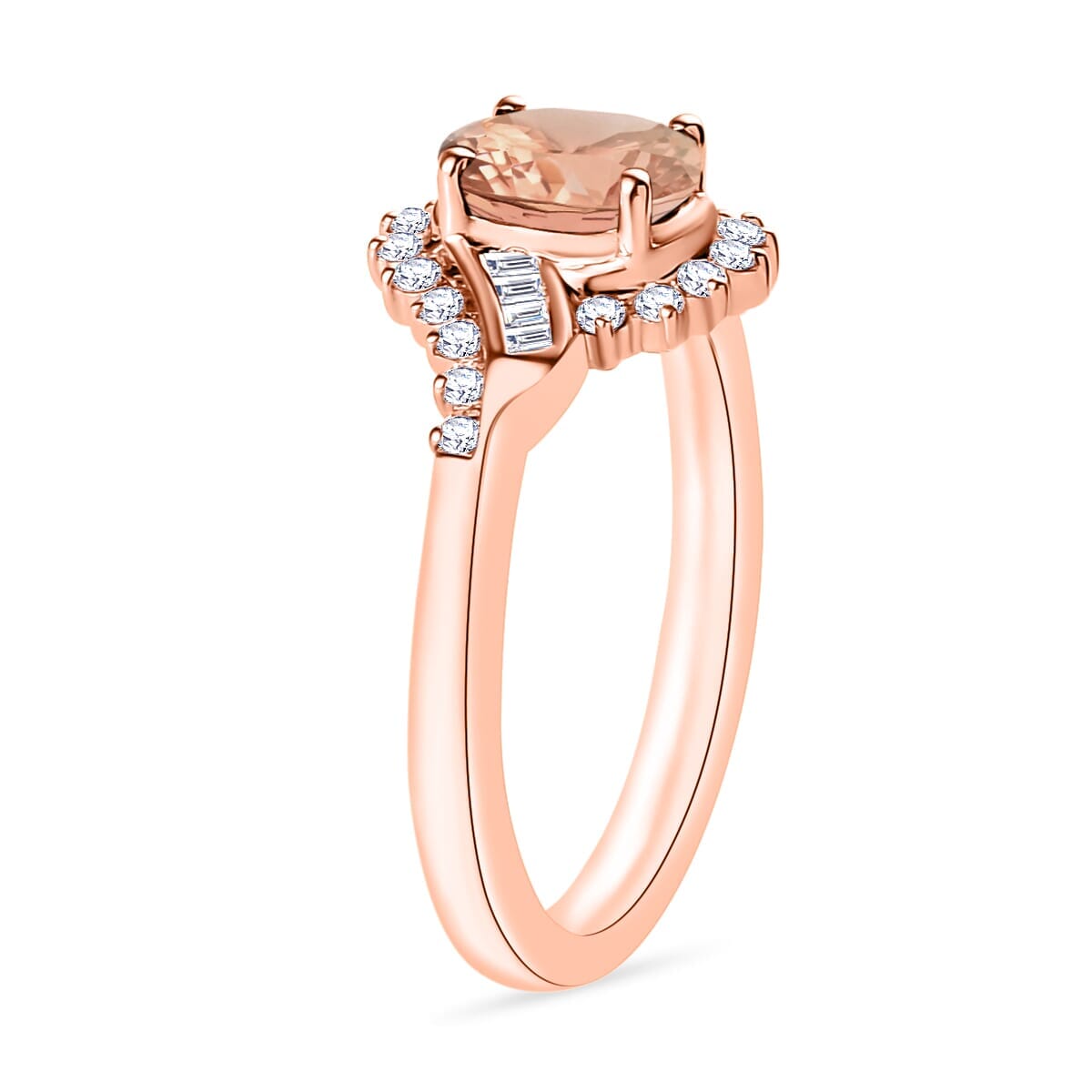 Rhapsody AAAA Pink Morganite and E-F VS2 Diamond 1.06 ctw Ring in 18K Rose Gold (Size 10.0) 4.30 Grams image number 2