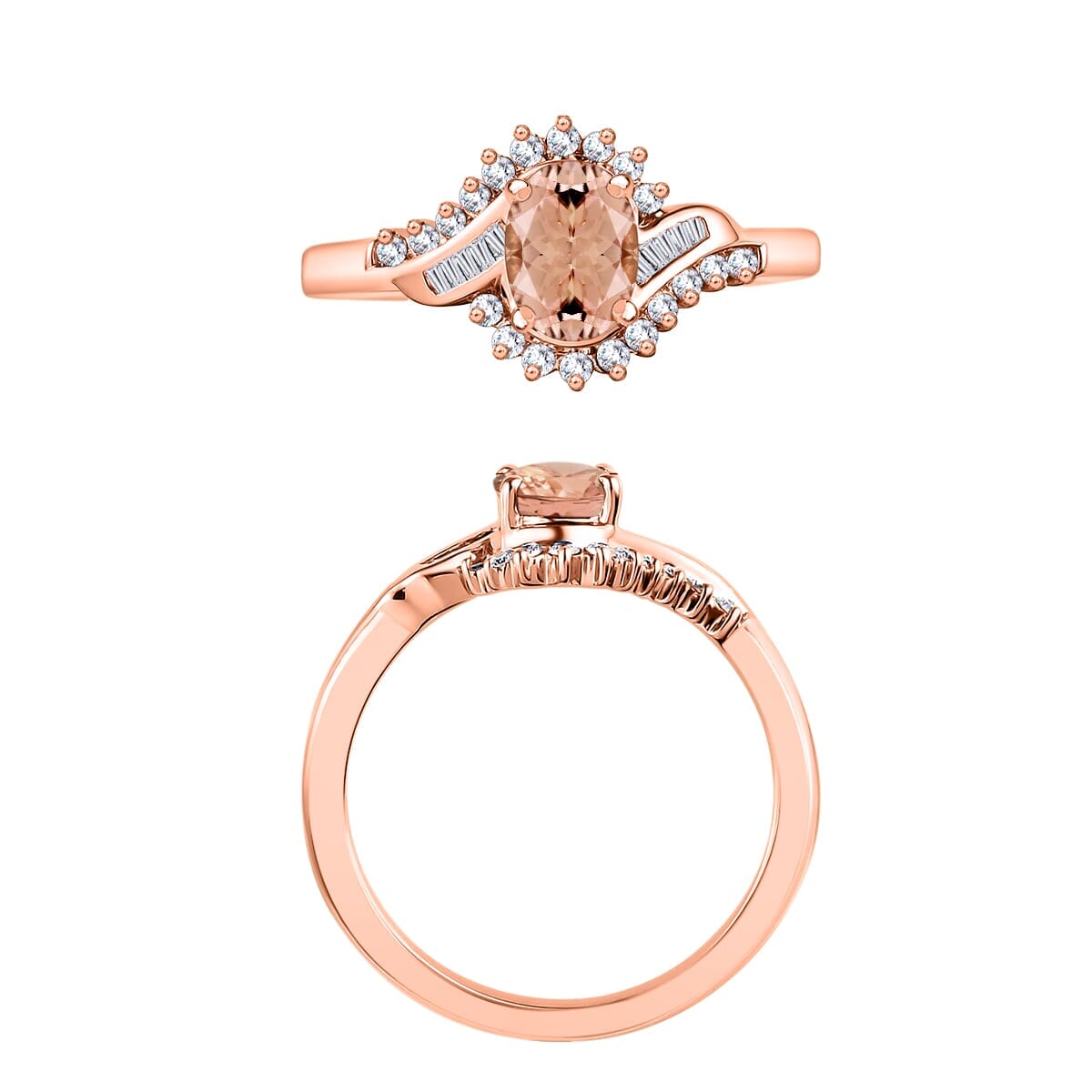 Rhapsody AAAA Pink Morganite and E-F VS2 Diamond 1.06 ctw Ring in 18K Rose Gold (Size 10.0) 4.30 Grams image number 3