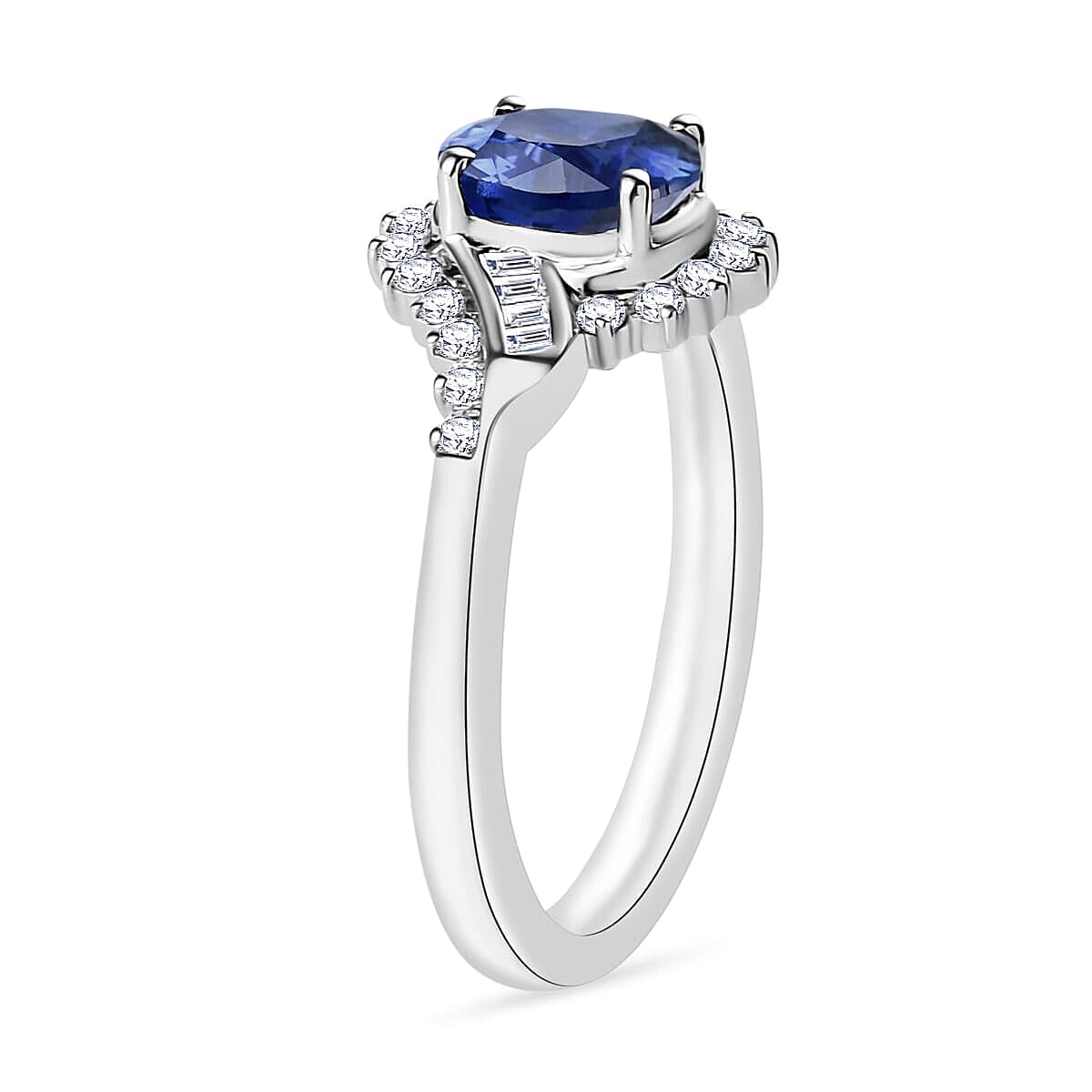 Rhapsody AAAA Ceylon Blue Sapphire and E-F VS2 Diamond 1.25 ctw Ring in 18K White Gold (Size 7.0) 4.30 Grams (Del. in 10-12 Days) image number 2
