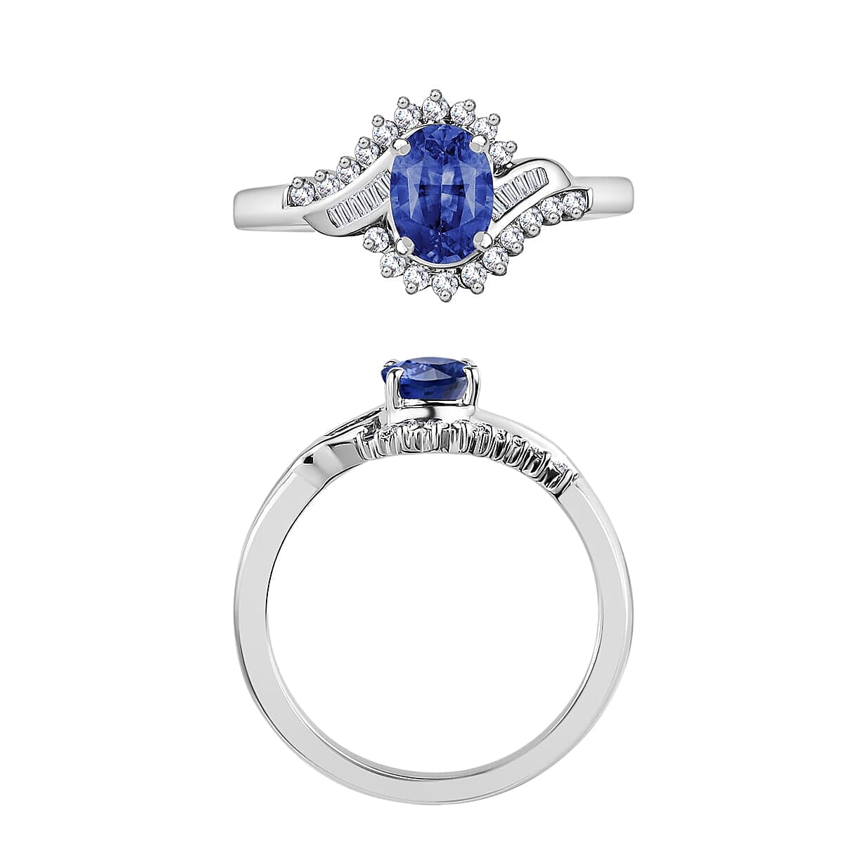 Rhapsody AAAA Ceylon Blue Sapphire and E-F VS2 Diamond 1.25 ctw Ring in 18K White Gold (Size 7.5) 4.30 Grams (Del. in 10-12 Days) image number 3