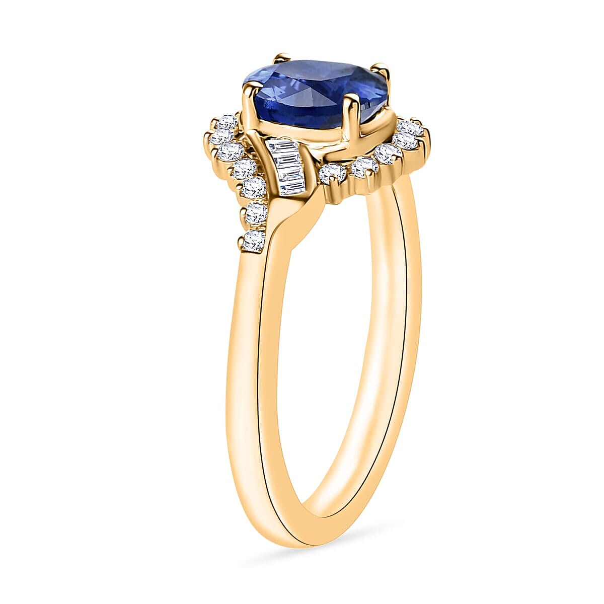 Rhapsody AAAA Ceylon Blue Sapphire and E-F VS2 Diamond 1.25 ctw Ring in 18K Yellow Gold (Size 5.5) 4.30 Grams (Del. in 10-12 Days) image number 2