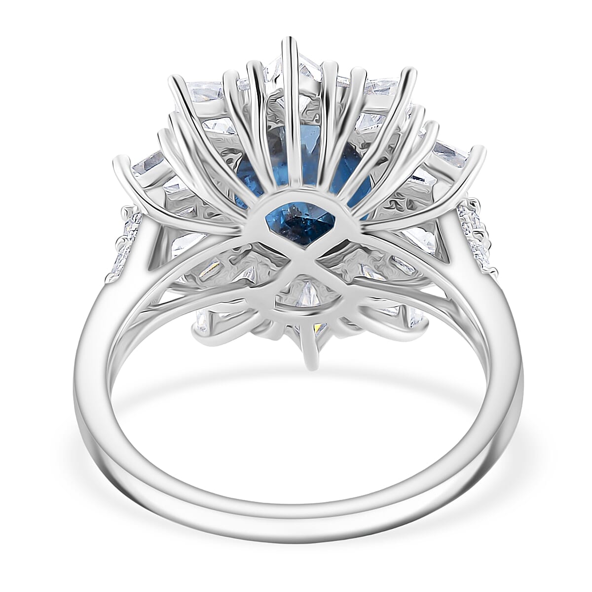 D'Joy Indigo Kyanite, Moissanite Ring in Rhodium Over Sterling Silver 5.50 ctw (Size 7.0) image number 4