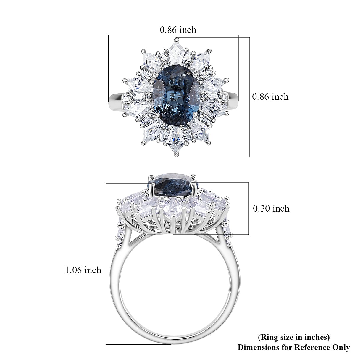 D'Joy Indigo Kyanite, Moissanite Ring in Rhodium Over Sterling Silver 5.50 ctw (Size 7.0) image number 5
