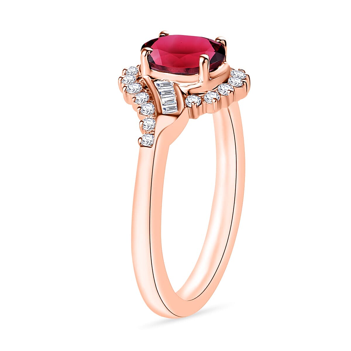 Rhapsody AAAA Ouro Fino Rubellite and E-F VS2 Diamond 1.10 ctw Ring in 18K Rose Gold (Size 10.0) 4.30 Grams (Del. in 10-12 Days) image number 2