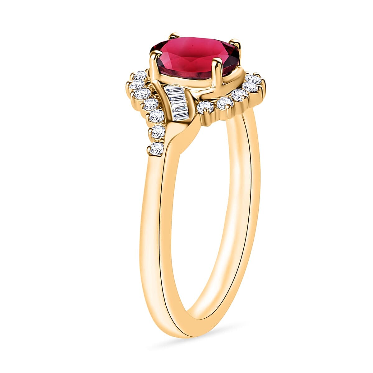 Rhapsody AAAA Ouro Fino Rubellite and E-F VS2 Diamond 1.10 ctw Ring in 18K Yellow Gold (Size 5.5) 4.30 Grams (Del. in 10-12 Days) image number 2