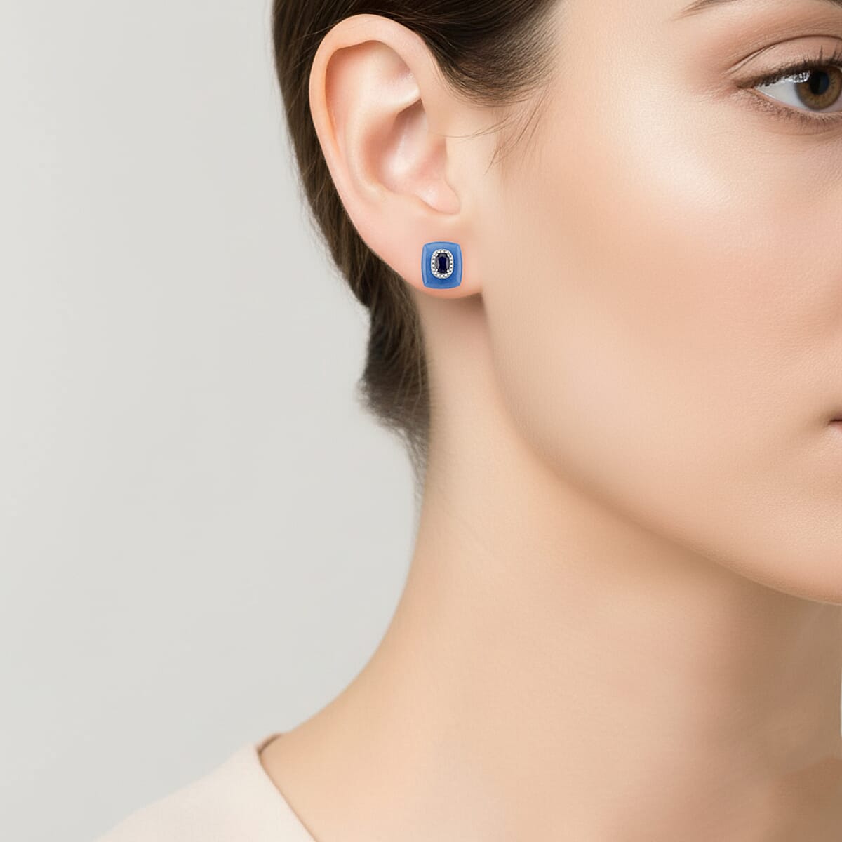 D'Joy Blue Jade(D), Multi Gemstone Victorian Era Earrings in Rhodium Over Sterling Silver 15.70 ctw image number 2