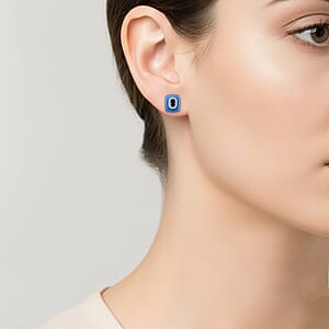 D'Joy Blue Jade(D), Multi Gemstone Victorian Era Earrings in Rhodium Over Sterling Silver 15.70 ctw