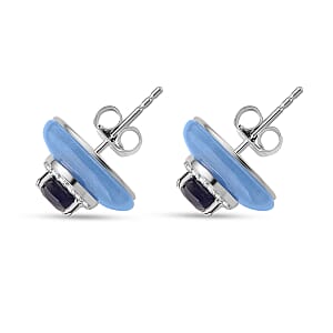 D'Joy Blue Jade(D), Multi Gemstone Victorian Era Earrings in Rhodium Over Sterling Silver 15.70 ctw