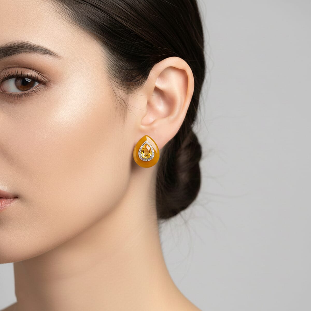 D'Joy Yellow Jade(D), Multi Gemstone Victorian Era Earrings in Rhodium Over Sterling Silver 15.75 ctw image number 2