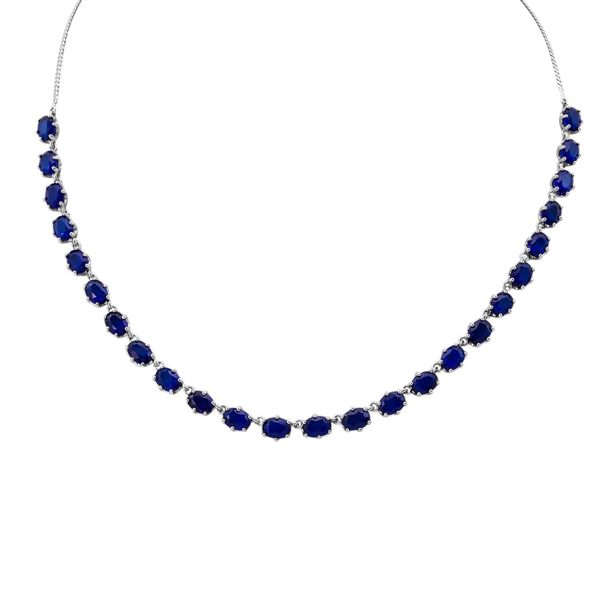 Premium Tanzanian Blue Spinel (DF) 23.00 ctw Crown Necklace in Rhodium Over Sterling Silver 18 Inches image number 0