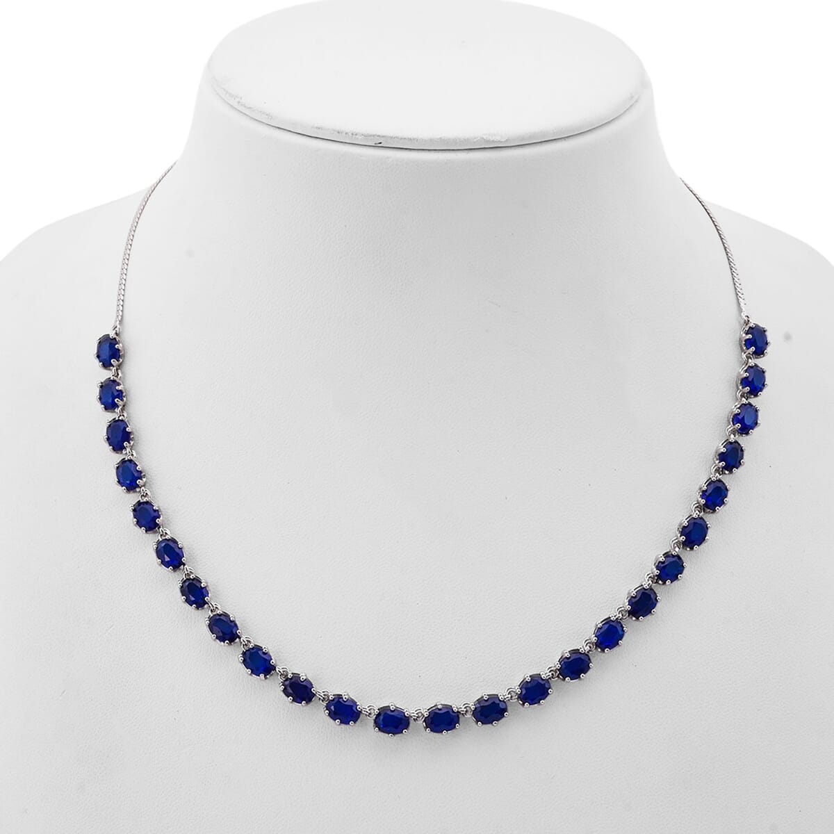 Premium Tanzanian Blue Spinel (DF) 23.00 ctw Crown Necklace in Rhodium Over Sterling Silver 18 Inches image number 2