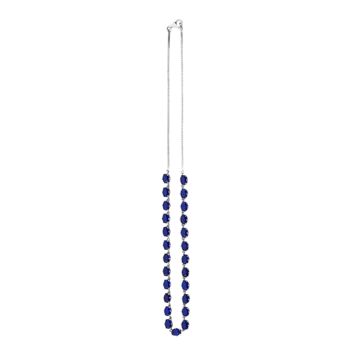 Premium Tanzanian Blue Spinel (DF) 23.00 ctw Crown Necklace in Rhodium Over Sterling Silver 18 Inches image number 3